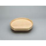 Photo of the D-Shape LD Banded Wood Tray w/ Steel Bearing Corner Lazy Susans - 20 in. 