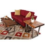 slab coffee and end tables made using V Shape Welded Steel Table Leg Set