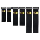 Wrap-It Super-Stretch Hook-and-Loop Storage Straps, (2) 9'', (2) 12'', (2) 18''
