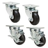 3'' Non-Marking Caster Set, 250-lbs./Caster, (2 Swivel, 2 Swivel w/Brake)