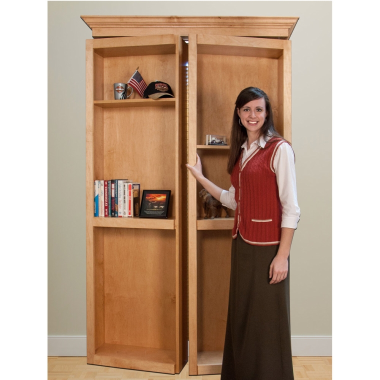 InvisiDoor Bi-Fold Bookcase Shelving Unit Kit - Oak - full pic 