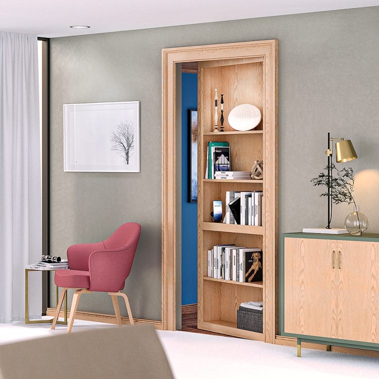 InvisiDoor Bookcase Shelving Unit Kit - Red Oak - full pic 