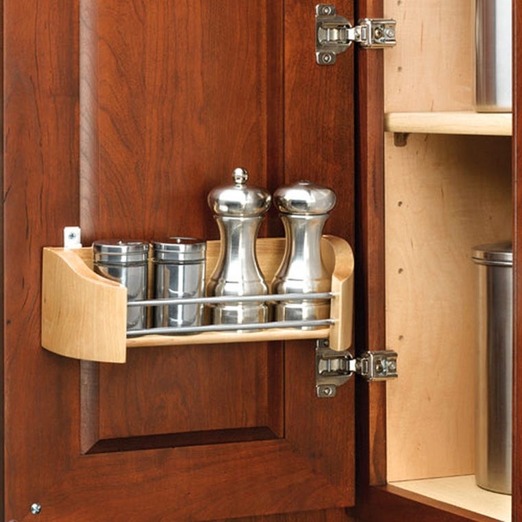 Rev-A-Shelf Wood Storage Trays with Adjustable Rail System (4231 Series)-Single Wood Storage Trays - full pic 