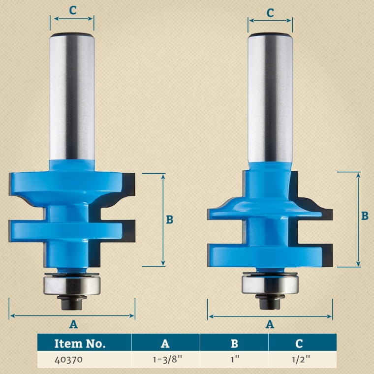Rockler Ogee Rail and Stile Router Bit Set - 1-3/8" Dia x 1" H x 1/2" Shank - full pic 