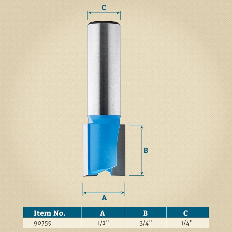 Rockler Hinge Mortising Router Bit - 1/2" Dia x 3/4" H x 1/4" Shank - full pic 
