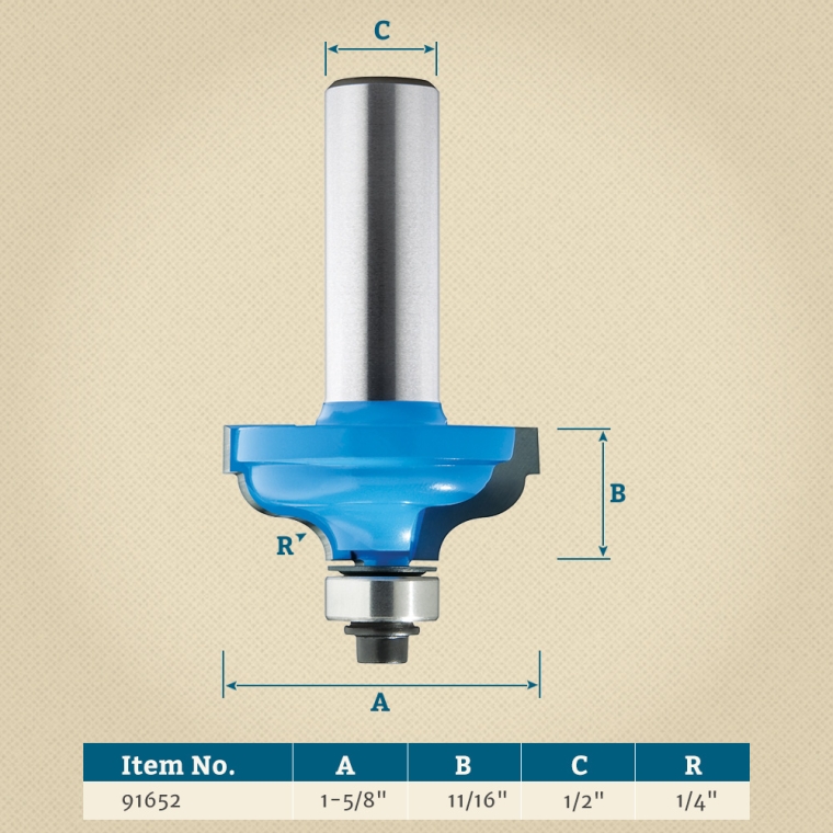 Rockler Ogee Fillet Router Bit - 1-5/8" Dia x 11/16" H x 1/2" Shank - full pic 