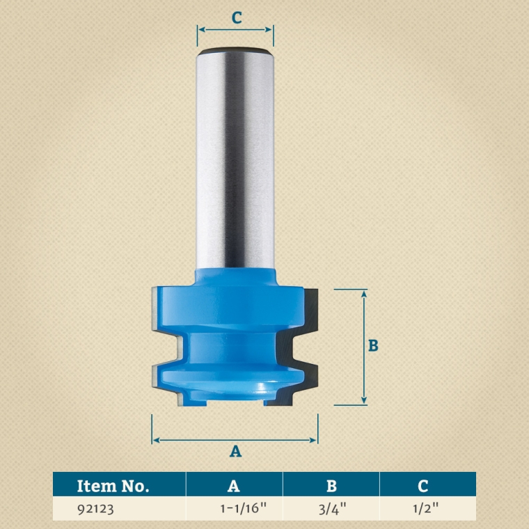 Rockler High Drawer Lock Router Bit - 1-1/16" Dia x 3/4" H x 1/2" Shank - full pic 