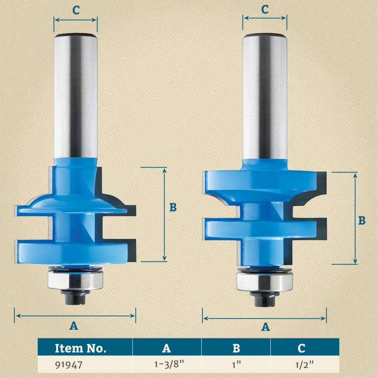 Rockler Bead Rail and Stile Router Bit - 1-3/8" Dia x 1" H x 1/2" Shank - full pic 