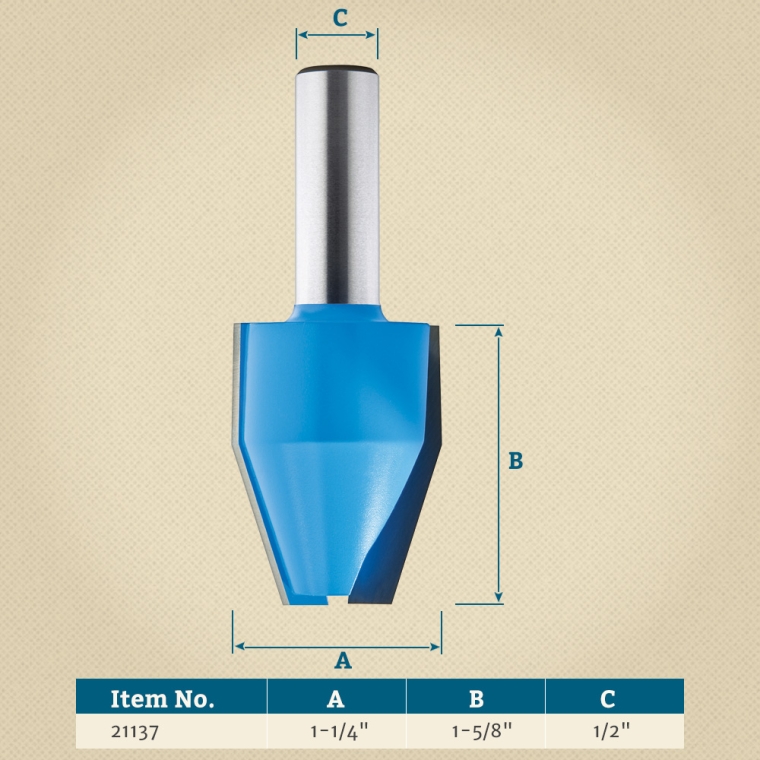 Rockler Straight Raised Panel Router Bit - 1-1/4" Dia x 1-5/8" H x 1/2" Shank - full pic 