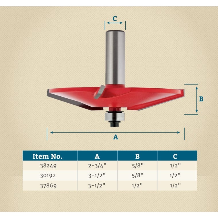 Freud&reg; Quadra-Cut&trade; Bevel Raised Panel Router Bits - 1/2" Shank - full pic 