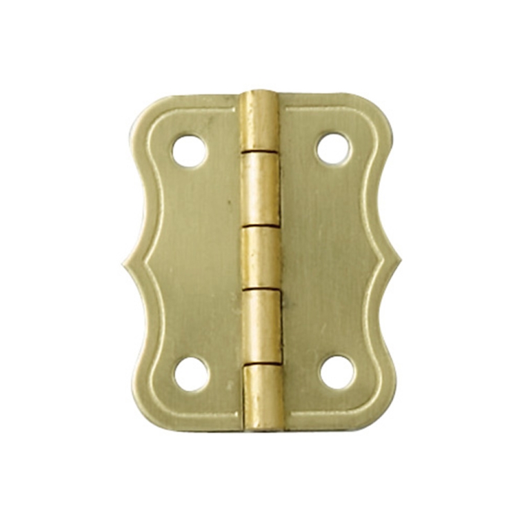 Brass-Plated Large Decorative Small-Box Fastener Hinge 1"L X 13/16"W - main pic