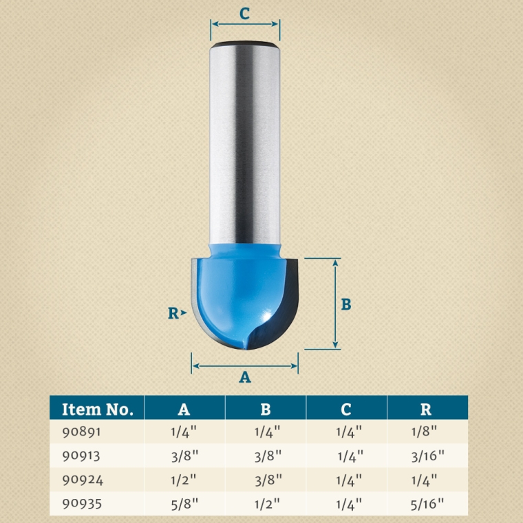 Rockler Core Box Router Bits - 1/4" Shank - full pic 