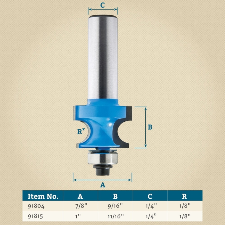 Rockler Edge Beading Router Bits - 1/4" Shank - full pic 