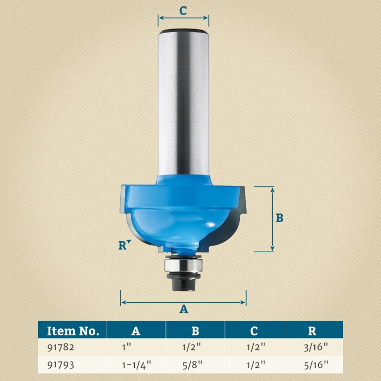 Rockler Classic Cove Router Bits - 1/2" Shank - full pic 