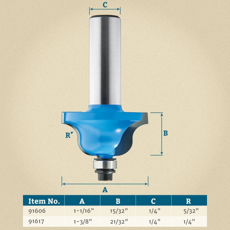 Rockler Roman Ogee Router Bits - 1/4" Shank - full pic 