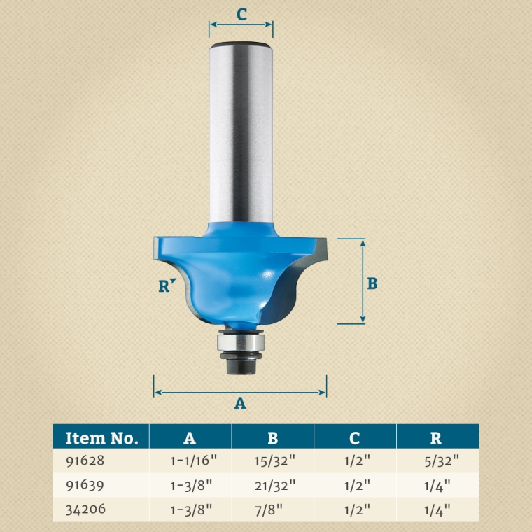 Rockler Roman Ogee Router Bits - 1/2" Shank - full pic 