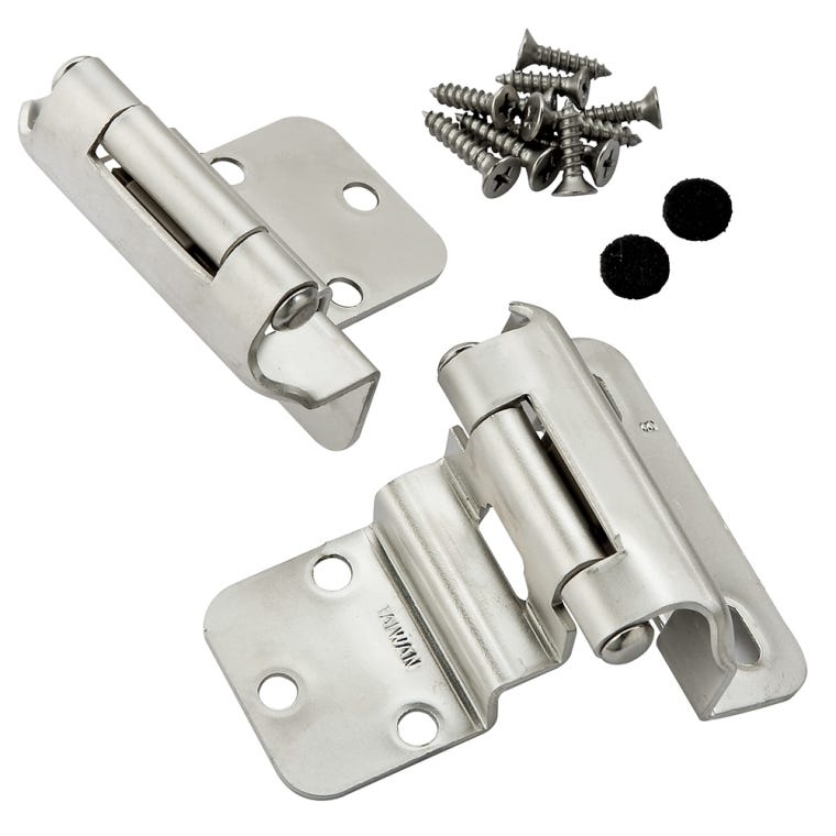 3/8&quot; Inset  Partial Wrap Hinges (Pair) Multiple Finish Options - full pic 
