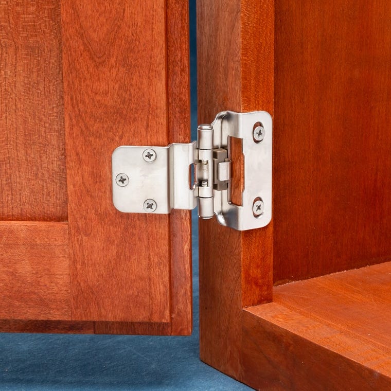 3/8&quot; Inset  Partial Wrap Hinges (Pair) Multiple Finish Options - full pic 
