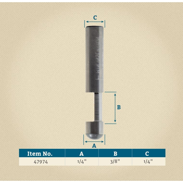 Freud&reg; 64-100 Solid Carbide Flush Trim Router Bit - 1/4" Dia x 3/8" H x 1/4" Shank - full pic 
