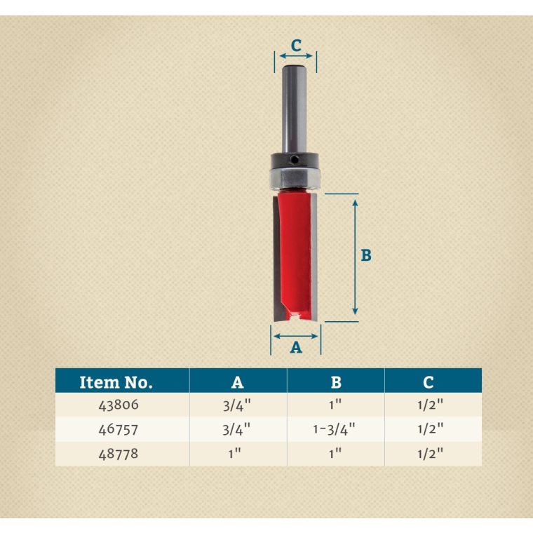 Freud&reg; Top Bearing Flush Trim Router Bits - 1/2" Shank - full pic 