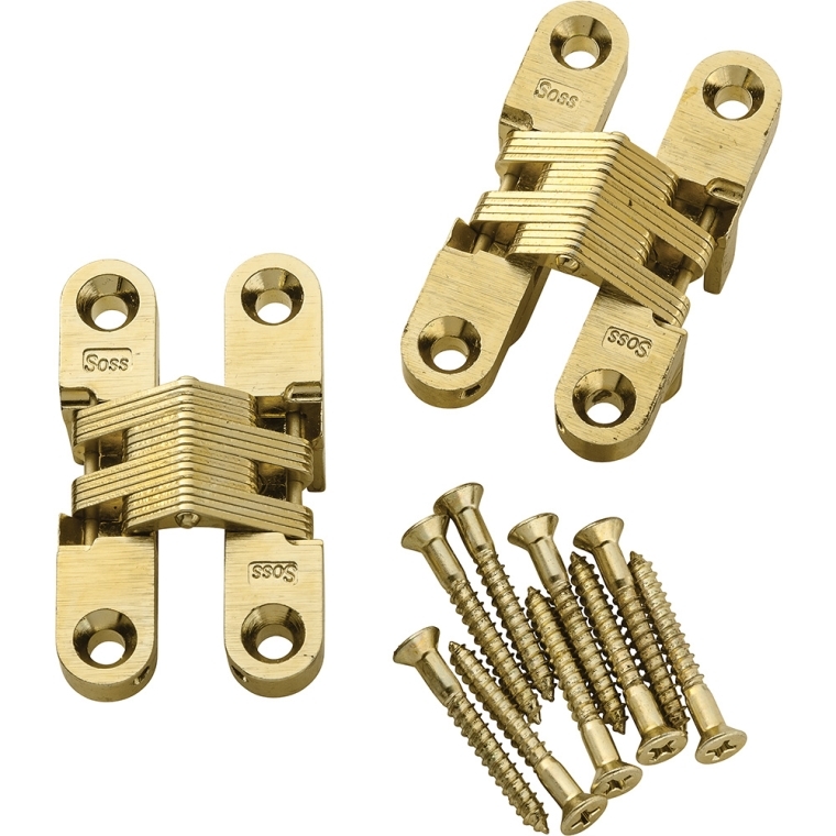 Concealed Soss Hinges-Satin Brass Finish - full pic 