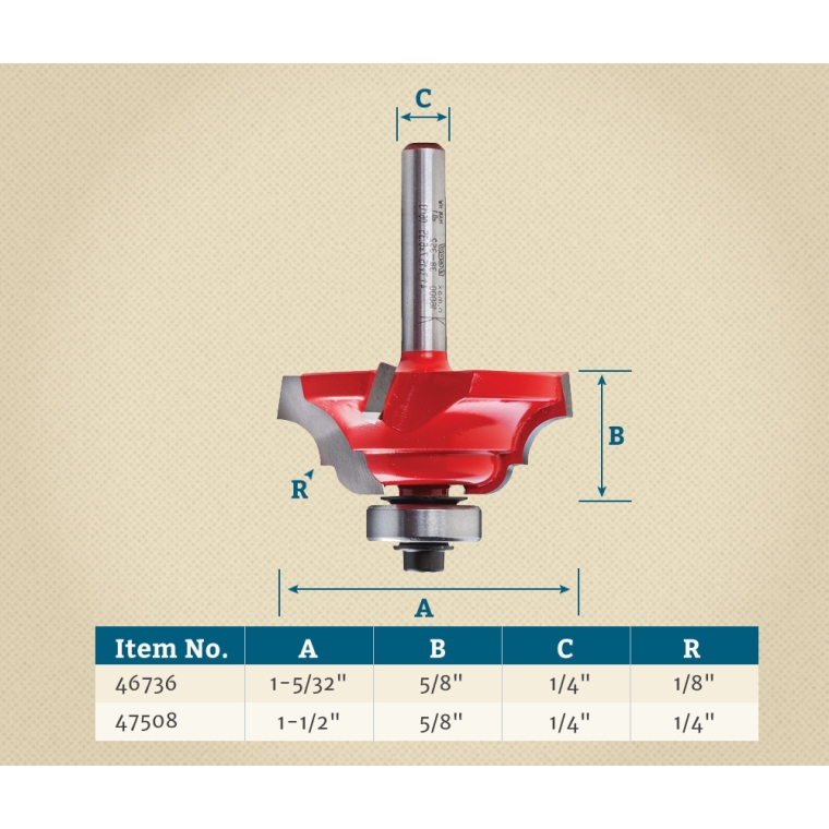 Freud&reg; Quadra-Cut&trade; Cove and Bead Router Bits - 1/4" Shank - full pic 