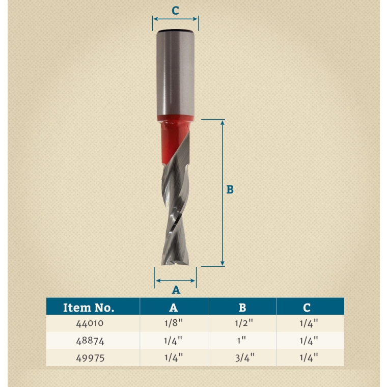 Freud&reg; Down-Spiral Router Bits - 1/4" Shank - full pic 