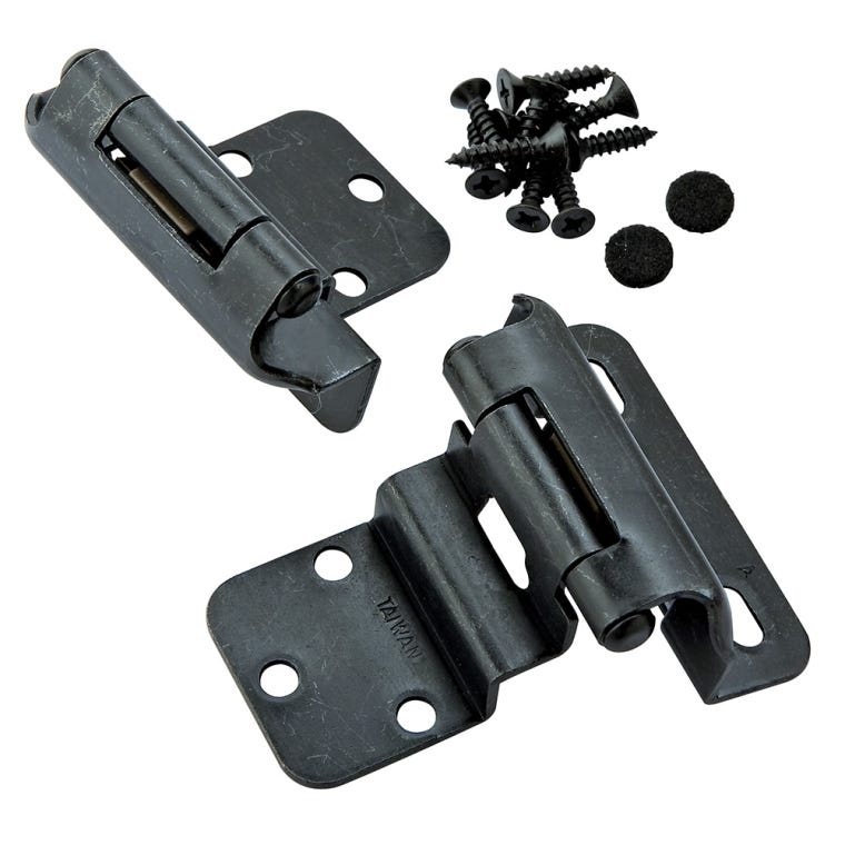 3/8&quot; Inset  Partial Wrap Hinges (Pair) Multiple Finish Options - full pic 
