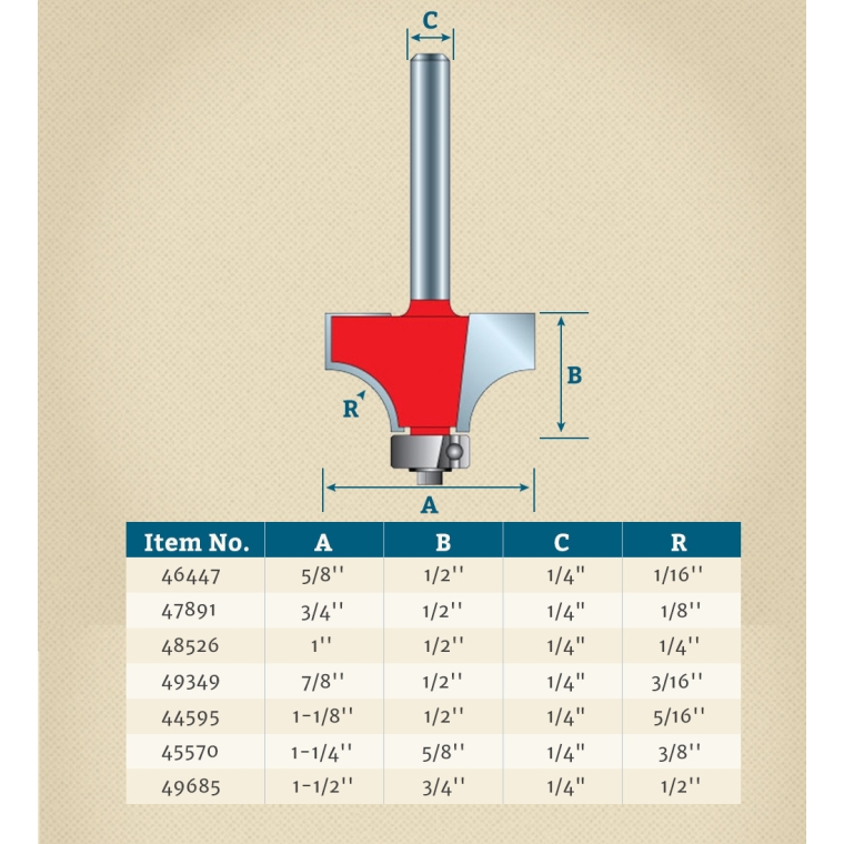 Freud&reg; Rounding Over Router Bits - 1/4" Shank - full pic 