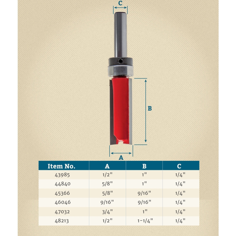 Freud&reg; Top Bearing Flush Trim Router Bits - 1/4" Shank - full pic 