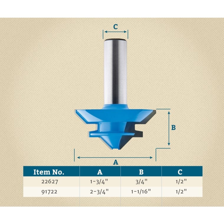 Rockler 45&deg; Lock Miter Router Bits - 1/2'' Shank - full pic 