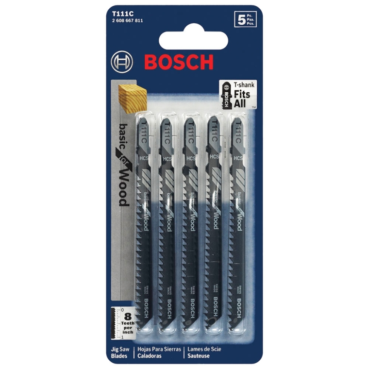 Bosch Basic 8 TPI T-Shank Jigsaw Blades, 5-Pack - full pic 
