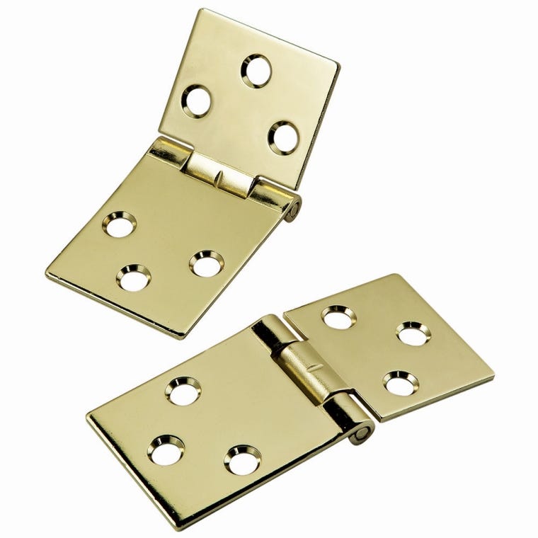 Brass-Plated Drop Leaf Hinges for Shaped Edges - full pic 