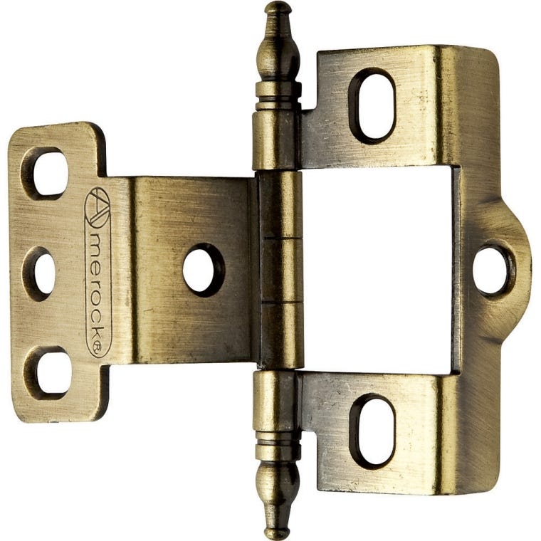 Satin Nickel Urn Tip Full Back-to-Back Wrap-Around Hinges - full pic 
