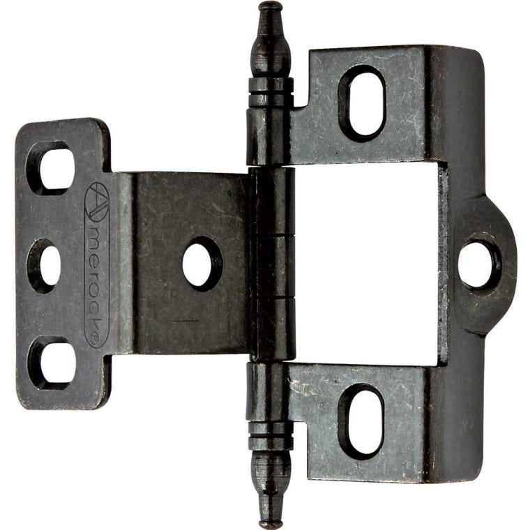 Satin Nickel Urn Tip Full Back-to-Back Wrap-Around Hinges - full pic 