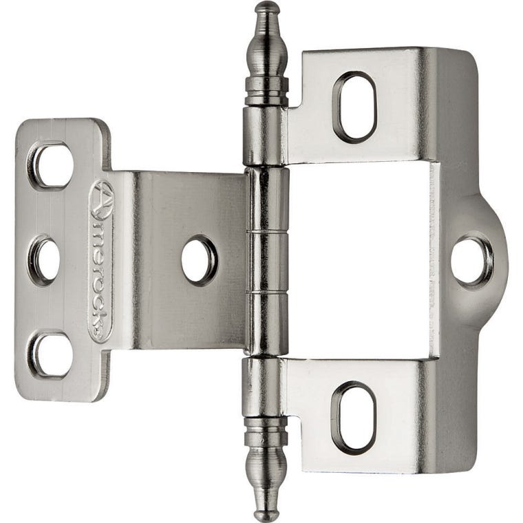 Satin Nickel Urn Tip Full Back-to-Back Wrap-Around Hinges - full pic 