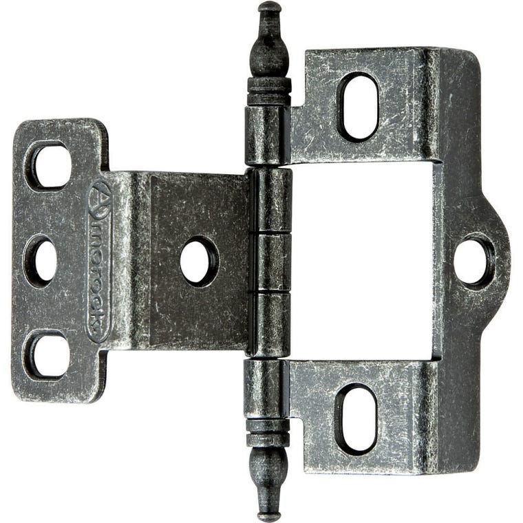 Satin Nickel Urn Tip Full Back-to-Back Wrap-Around Hinges - full pic 