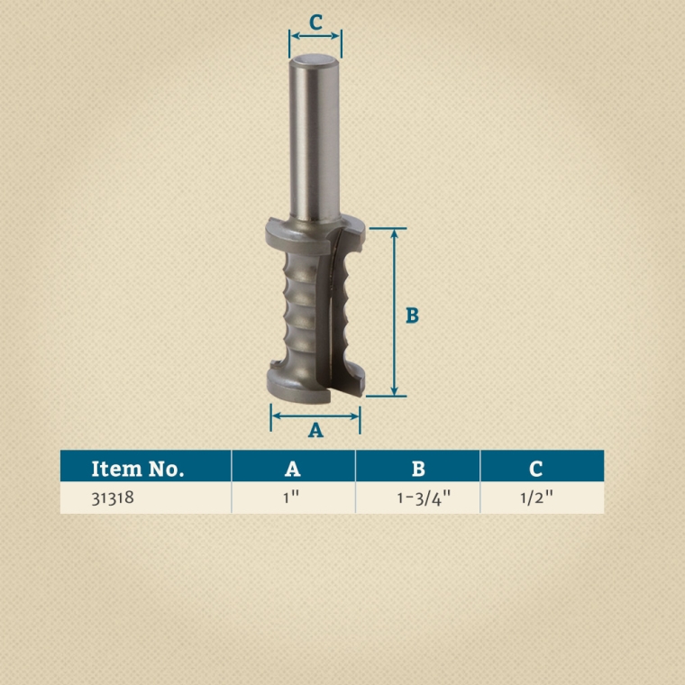 Rockler Beadlock&reg; Tenon Router Bit - 3/8" Dia x 1-3/4" H x 1/2" Shank - full pic 