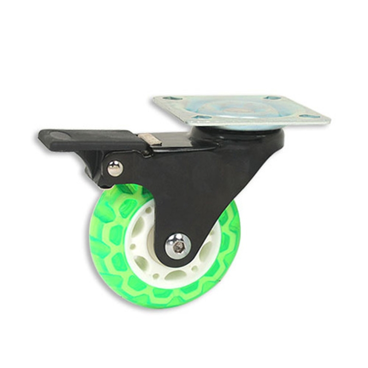 Translucent Skate Wheel Casters, Locking - full pic 