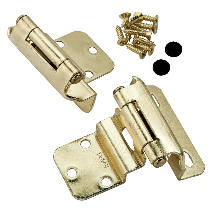 3/8&quot; Inset  Partial Wrap Hinges (Pair) Multiple Finish Options - full pic 