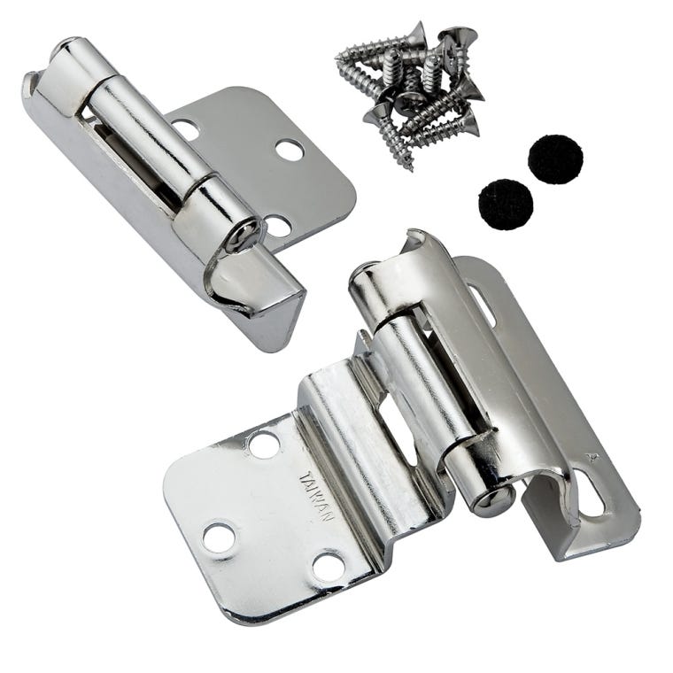3/8&quot; Inset  Partial Wrap Hinges (Pair) Multiple Finish Options - full pic 