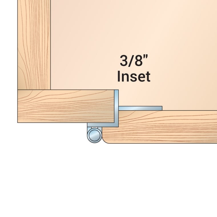 3/8&quot; Inset  Partial Wrap Hinges (Pair) Multiple Finish Options - full pic 