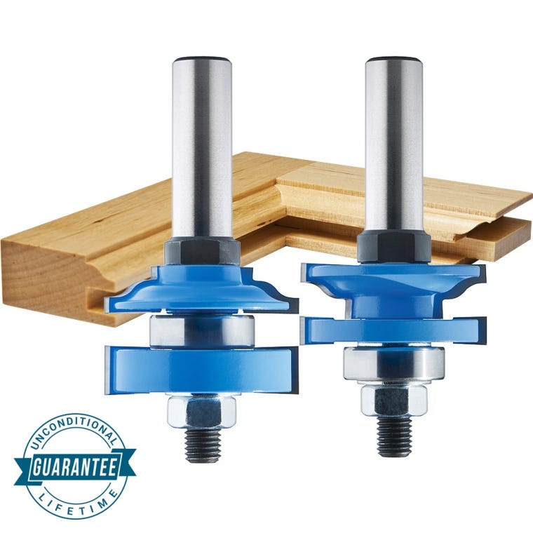 Rockler 2-Pc. Ogee Rail and Stile Router Bit Set - 1-5/8" Dia x 1" H x 1/2" Shank - full pic 