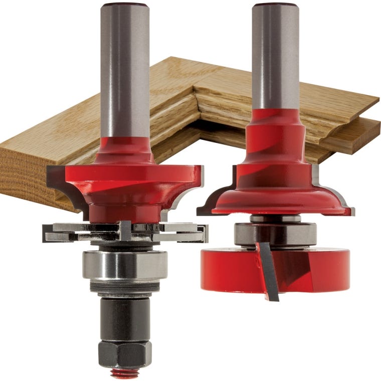 Freud 99-763 Bead Rail & Stile Router Bit Set - 1-11/16" Dia x 1-1/4" H x 1/2" Shank - full pic 
