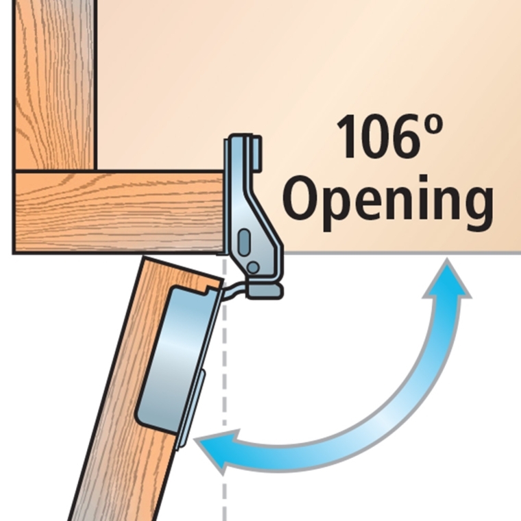 Salice 106&reg; Compact Hinge with Snap Close technology  for Face Frame Cabinets - Nickel - full pic 