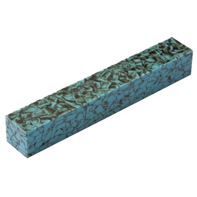 Acrylic Acetate Pen Blank, Crushed Turquoise  - full pic 