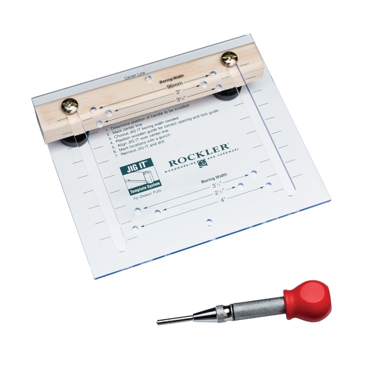 Rockler Drawer Pull JIG IT&reg; Template and Center Punch - full pic 