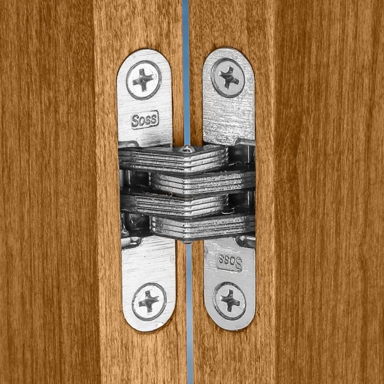 Concealed Soss Hinges - Satin Nickel Finish - full pic 