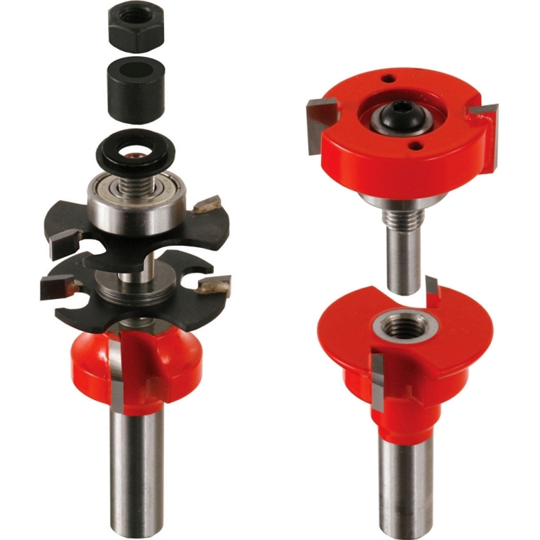 Freud&reg; 99-760 Quarter- Round Premier Adjustable Rail and Stile Router Bit Set - 1-11/16" Dia x 1-1/4" H x 1/2" Shank - full pic 