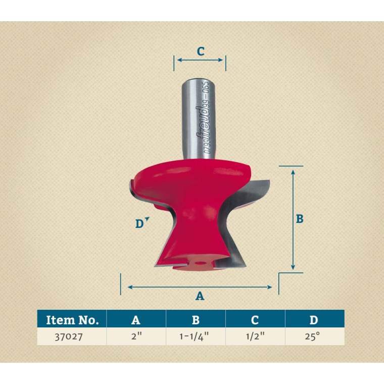 Freud&reg; 99-065 Finger Pull Door Lip Router Bit - 2" Dia x 1-1/4" H x 1/2" Shank - full pic 